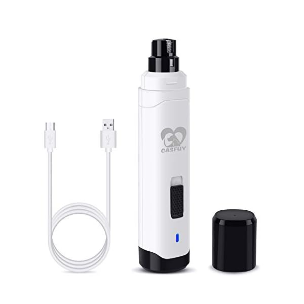 Casfuy dog nail grinder upgraded professional 2 speed electric rechargeable pet nail trimmer painless paws grooming smoothing for small medium large dogs cats white  urban country home decor