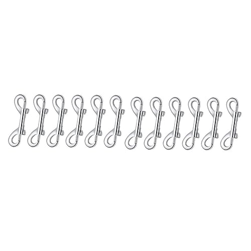 STOBAZA 12pcs Double Hook Double Ended Bolts Swivel Hooks Clips Dog Hanging Hooks Shackle Bolt Snap Hook Six Hook Hooks for Hanging Heavy Duty Clips Chain Wall Hooks Metal Silver