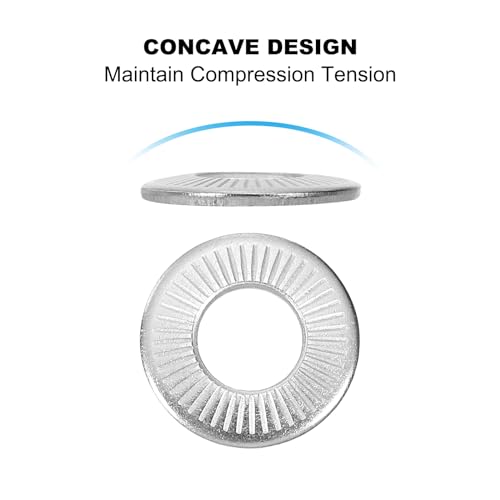 patikil 304 stainless steel flat washers 50 pack m8x18mm belleville spring disc washer conical knurled metric gasket for automotive industrial construction