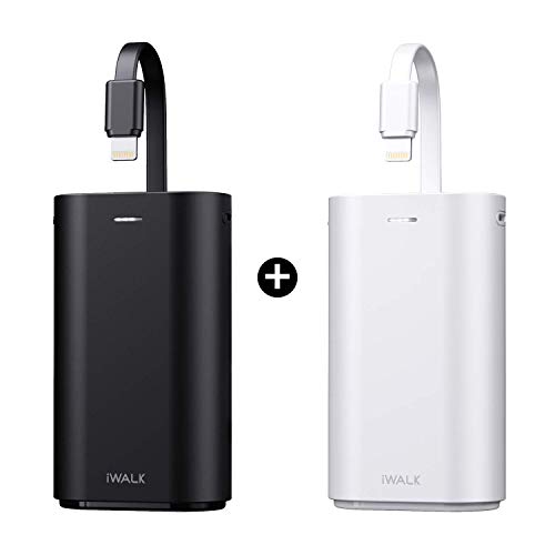 iWALK Portable Charger 9000mAh Ultra-Compact Power Bank with Built-in Cable, External Battery Pack Compatible with iPhone 11, 11 Pro, 11 Pro Max, XS, XR, X, 8, 8 Plus, 7, AirPods, iPad, iPod and More