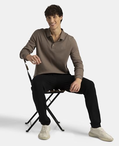 Image of Jockey 3914 Men Super Combed Cotton Rich Solid Full Sleeve Polo T-Shirt with Ribbed Cuffs