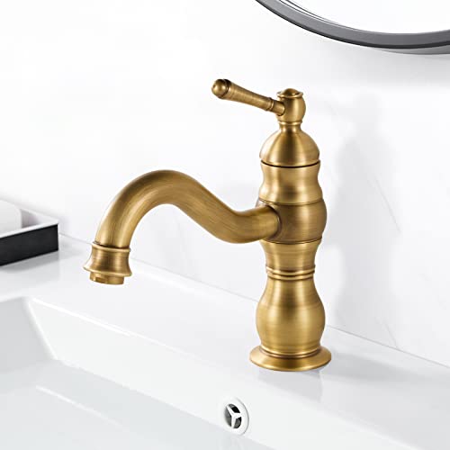 Coleniny Robinet Lavabo Rétro, Pivotant à 360° Robinet Salle de Bain, Mitigeur Lavabo en Laiton, Mitigeur Salle de Bain Rétro avec Chaude et Froide Réglable, 3/8''...