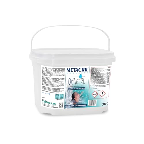 Metacril OxiNet 20, Oxígeno Activo, tabletas de 20 g, Ideal para Piscinas y spas - 3 KG