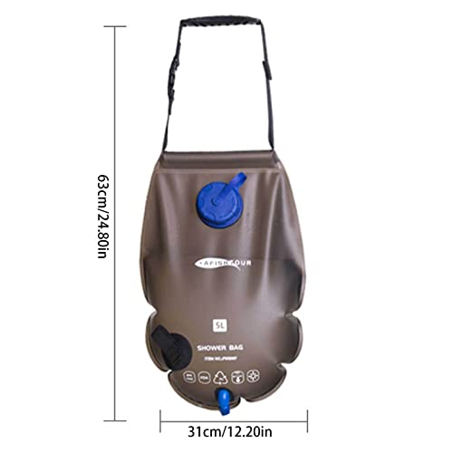 Qeyeid ducha solar 5 L, ducha camping, calefacción solar, ducha alta calidad, agua caliente, cabezal ducha, manguera extraíble para senderismo, bacpacking playa, natación
