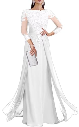 Yuxin Mother of The Bride Dresses for Wedding 3/4 Sleeve Chiffon Long Lace Sequin Formal Evening Gowns for Women 955