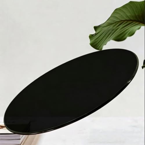 Plateau de table en verre trempé noir rond 78 cm solide mesa