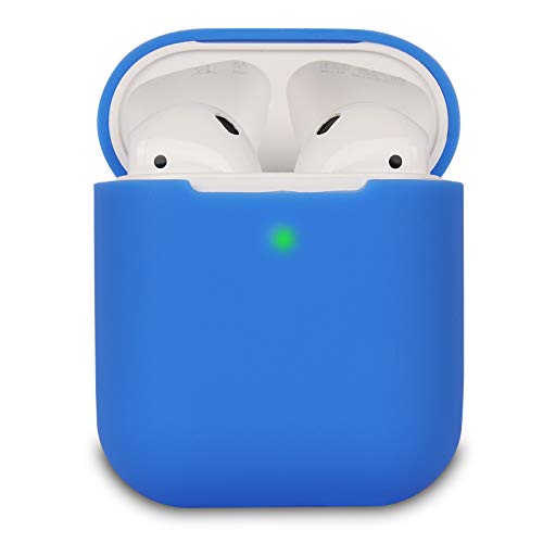 KOKOKA Silicona Compatible con AirPods 2, Fundas Protectora de Silicona para AirPods 2, LED Frontal Visible, Soporta Carga inalámbrica, sin Mosquetón, Azul