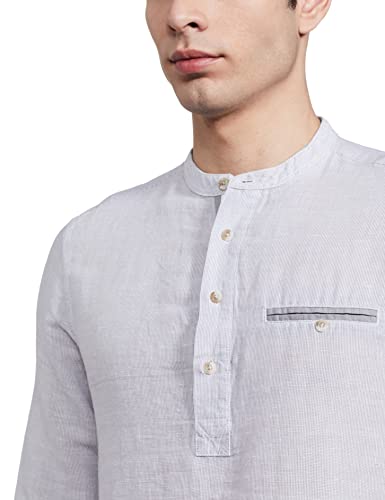 Image of Marks & Spencer Mens Self Design Linen Blend Collared Neck Slim Fit Shirt