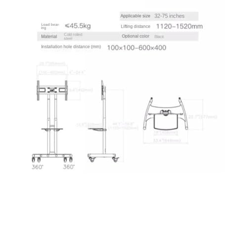 Soporte móvil para TV de 32-75 pulgadas con ruedas miniatura 3