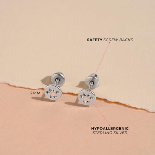 925 Sterling Silver Dog Paw Coin Safety Screw Back Earrings for Little Girls - Children's Paw Shaped for Dog or Cat Best Friends - Pet Loving for Young Girls4
