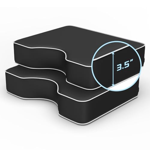 Vercxlyra Stadium Seat Cushions Waterproof, Extra Thick 3.5' Portable Bleacher Seat Cushions, Indoor Outdoor Cushion for Sports Events, Black（2 Pack）