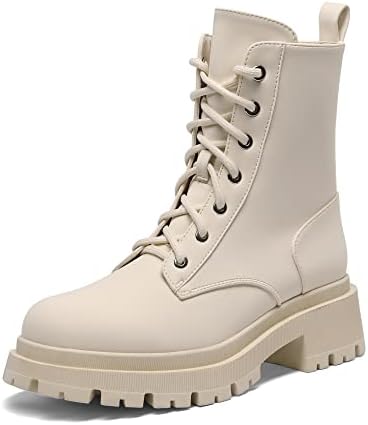 DREAM PAIRS Damenstiefel Schnürstiefel | Silhouette Bequemer Reißverschluss Warmes Futter Lug Sohle Innenreißverschluss