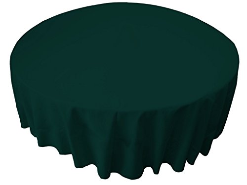 LA Linen Polyester Poplin Washable Round Tablecloth, Stain and Wrinkle Resistant Table Cover 90", Fabric Table Cloth for Dinning, Kitchen, Party, Holiday 90-Inch, Teal Dark, (TCpop90R_Drkteal382)