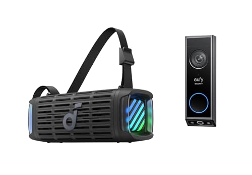 eufy Security Anker Smart Home & Sound Bundle Video Doorbell E340 Dual-Camera 2K Doorbell + soundcore Boom 3i Bluetooth Speaker, Smart Security and Powerful Outdoor Audio in One