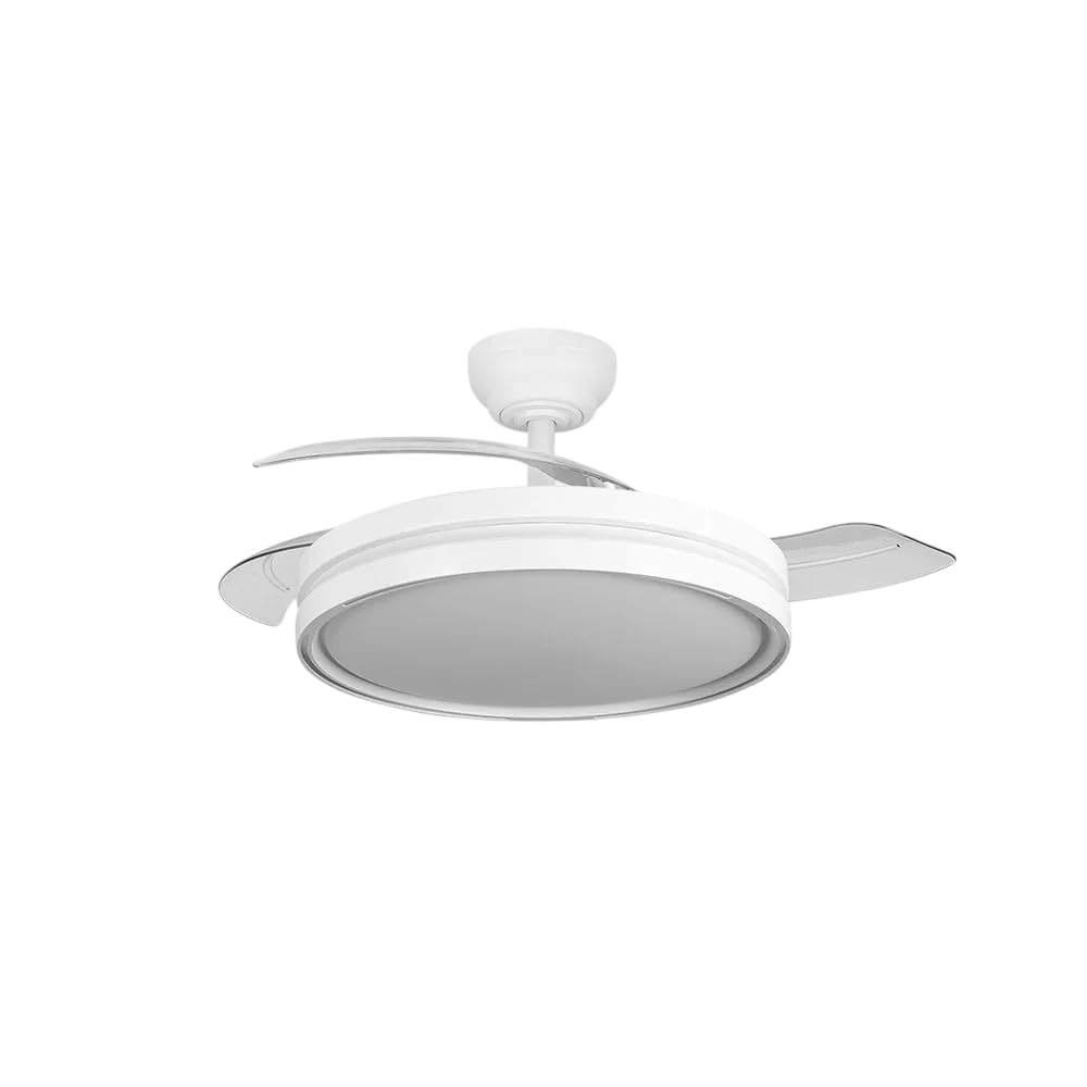 ABRILA - Ventilador DC Capitán 60W | 3 Aspas Desplegables | LED Integrado | Control Remoto | Regulable en Intensidad | Temporizador | 36x48/107 cm