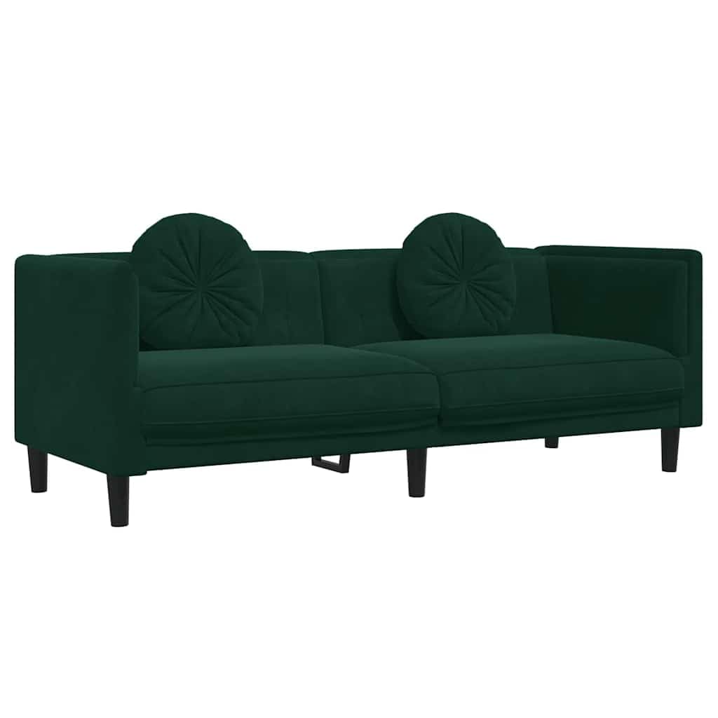 Divano con cuscino, 3 posti in velluto verde scuro, larghezza 193,5 cm, comodo divano soggiorno, elegante mobili imbottiti per la casa
