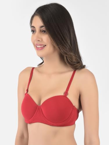 Image of Softline Women's Cotton Rich Padded Wired Demi-Cup Bra | Seamless, Breathable & Soft Fabric | Everyday Comfort & Support