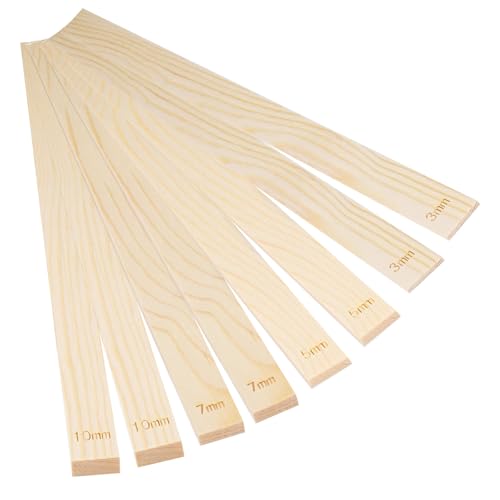 CAAGGMM Cerámica de Varillas Guía, 8 Piezas Guías de Rodillos de Madera, 3/5/7/10 mm Palos de Guía de Rodamiento de Arcilla, Guías de Barro con Dimensiones Grabadas, para Galerías de Cerámica