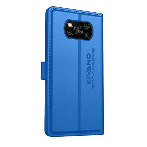 Image of KIVANO Poco X3 / Poco X3 Pro Professional Series Wallet Case | Luxurious Design | Premium | PU Leather Flip Case Back Cover | Magnetic Closure - Light Blue