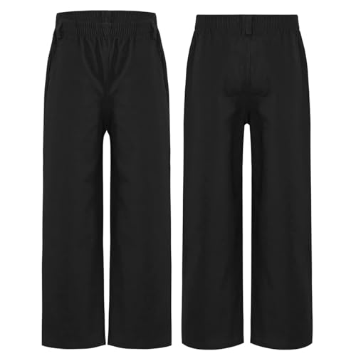 Boys' Straight Fit Stretch Chino Pants Pull-on School Uniform Twill Pant Solid Color Regular Slacks