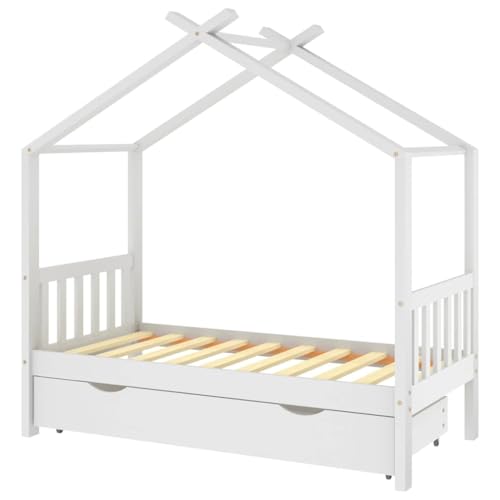 vidaXL Cadre de lit Enfant avec tiroir Blanc pin Massif 80x160 cm