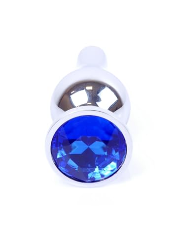 Bossoftoys - Plug anal grand format - Avec pierre bleue foncé - Longueur : 9 cm - Diamètre : 2,9 cm - 64-00077 - Boîte à fenêtre colorée