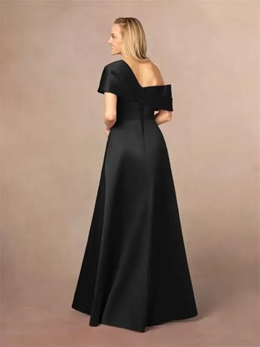Women's One Shoulder Prom Dress with Slit Satin Floor Lenght Formal Evening Dress A Line Wedding Guest Dress2