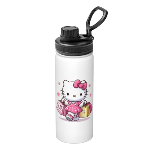 水筒 ハローキティ かわいい アニメ スポーツボトル 保温 保冷 ステンレス製 魔法瓶 直飲み キャリーハンドル付き 大容量 軽量 山登り 運動 旅行 人気 漫画 ファッション ギフト
