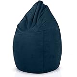 DE UN VISTAZO: Silla puff para el uso interior en forma de gota con un elegante aspecto de ante. Dimensiones (L x An x Al): 60 x 60 x 90 cm. Altura de asiento 50 cm más un respaldo de 40 cm. Incluye 220 litros de perlas de EPS de alta calidad en una bolsa independiente y rellenable. Funda desmontable y lavable.