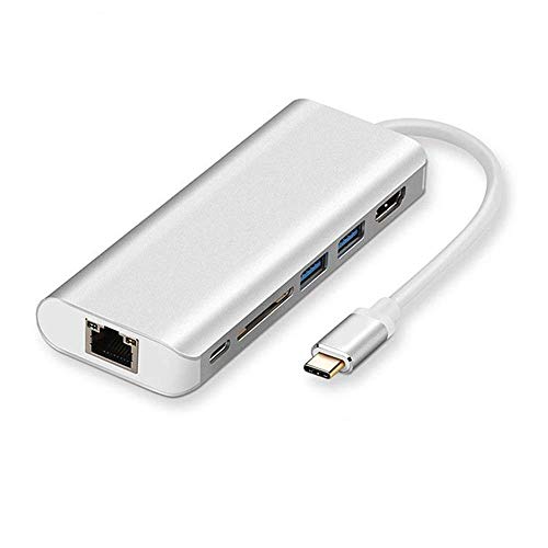 Abonda Multiport USB C Adapter to HDMI Docker Converter, 2 USB 3.0, SD Card Reader, White