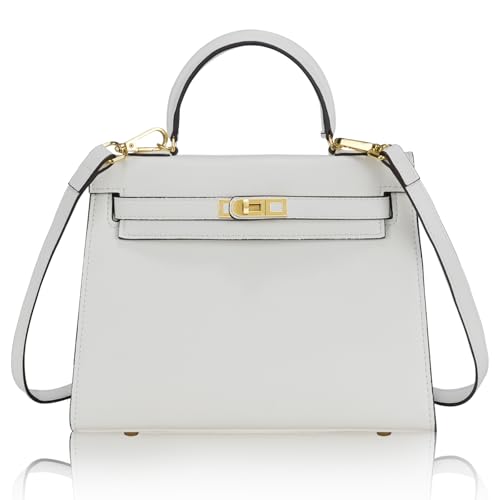KOPNUR Leather Crossbody and Tote Bag for Women Fashion Luxury Shoulder Bag with Adjustable Strap Medium Handbag Purse (White)