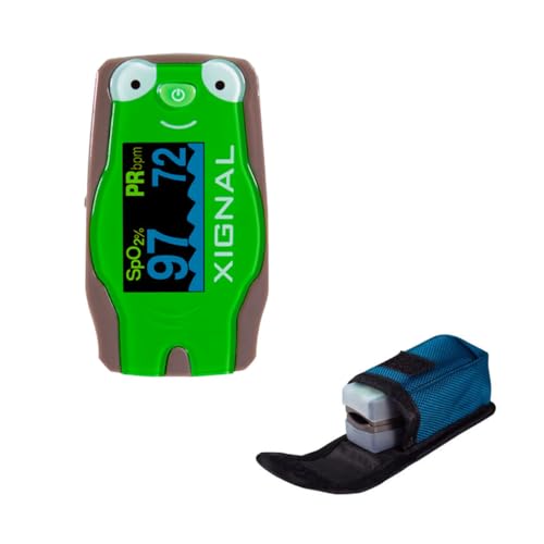 Xignal MD300C53 Oximetro de Pulso Pediátrico, Medidor SpO₂ y Pulso para Niños, Pantalla LCD Multivista, Apagado Automático, Estuche incluido