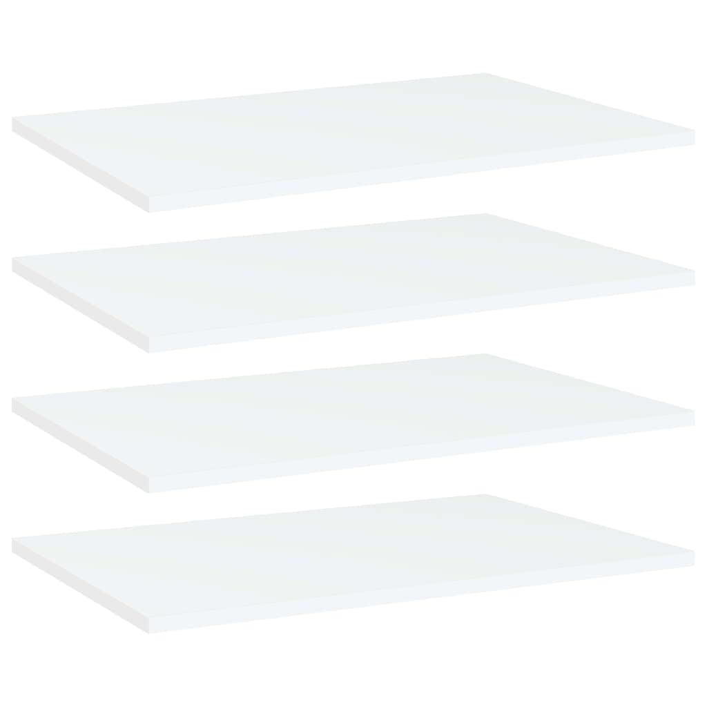 Regał na książki, 4 szt., biały, 60 x 40 x 1,5 cm, materiał drewnopochodny do systemu regałowego, regał ścienny, regał stojący, możliwość rozszerzenia do salonu, biura, kuchni i łazienki