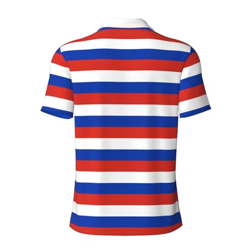 Russian Flag Men's Polo Shirts with Full Print - Soft Fabric, Classic Fit for Casual Wear Breathable3