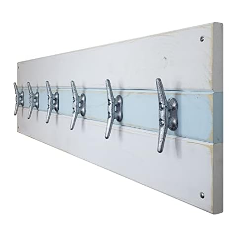 Cape May Boat Cleat Clothing, Coat or Towel Rack, Nautical Home Decor, Coat Hooks - 20 Colors - Shown in Bright White and Sky Blue - HANDMADE IN THE USA Cover