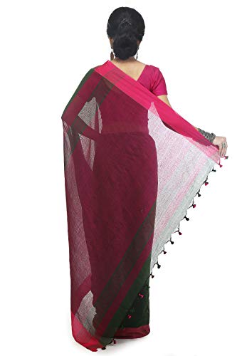 Image of BENGAL HANDLOOM Women's Pure Premium Cotton Daily Wear Pallu Saree With Blouse Piece