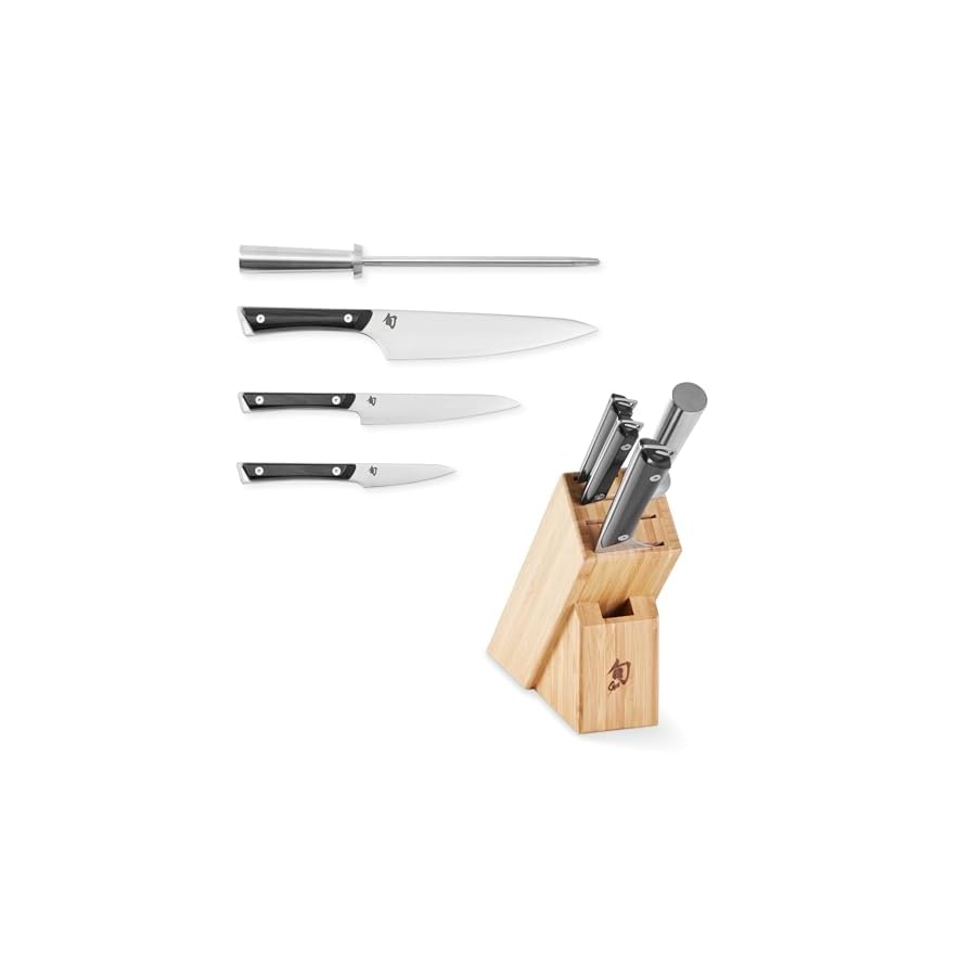 Shun-Kazahana-5-Piece-Starter-Block-Set-Includes-8-Chefs-Knife-35-Paring-Knife-6-Utility-Knife-More-Handcrafted-Japanese-Knife-Block-Set-AUS10A-Stainless-Steel-Blades-Pakkawood-Handles Shun Kazahana 5 Piece Starter Block Set, Includes 8" Chef, 3.5" Paring, 6" Utility Knives & More, Handcrafted Japanese Knife Block Set, AUS10A Stainless Steel Blades, Pakkawood Handles