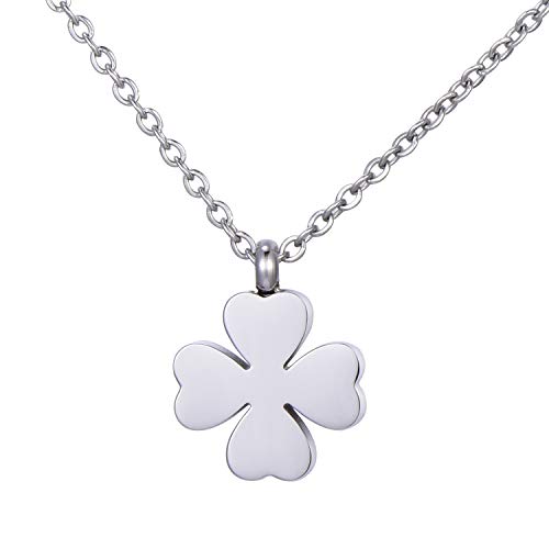 Preisvergleich Produktbild Morella Damen Halskette Kleeblatt Anhänger Glücksbringer Edelstahl Silber im Samtbeutel