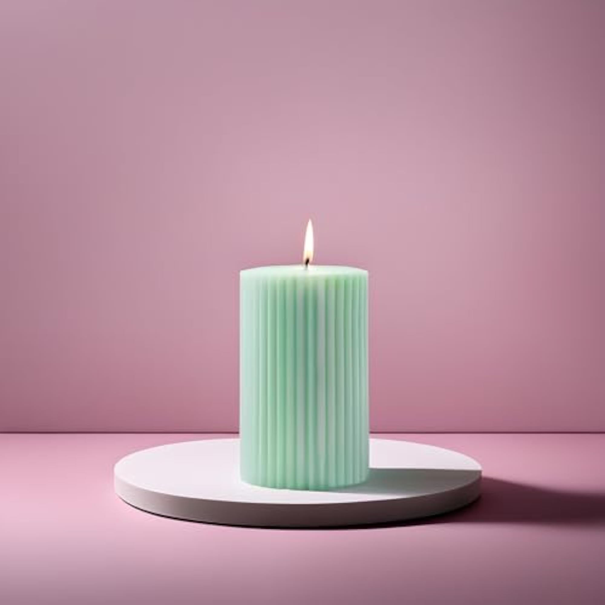 Ribbed Scented Pillar Candle Set of 3 Green