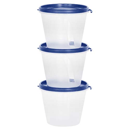 Image of Cutting EDGE Nesterware 1 Ltr Stackable Container (Set of 1, Dark Blue, 3) | BPA-free plastic, stackable design, leak-proof, kitchen storage, pantry, fridge, meal prep, reusable, travel use