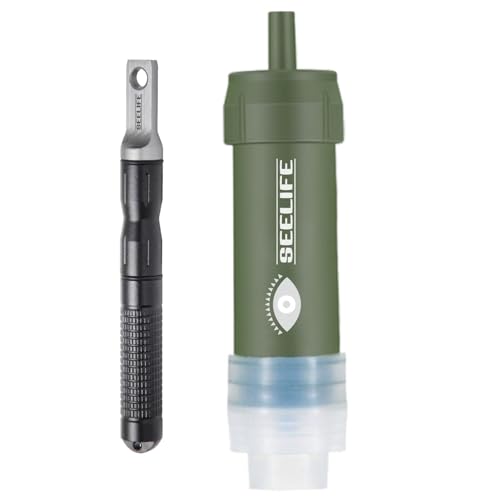 Hiking, Camping, Travel, Outdoor Emergency preparedness, Portable Flint and Personal Water Filter kit (Short)