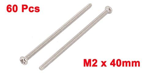 TOP-VIGOR 60Pcs Cross Pan Head Machine Screws, M2x40mm Phillips Round Head Screws Bolts for Machinery Furniture, Car - Image 2
