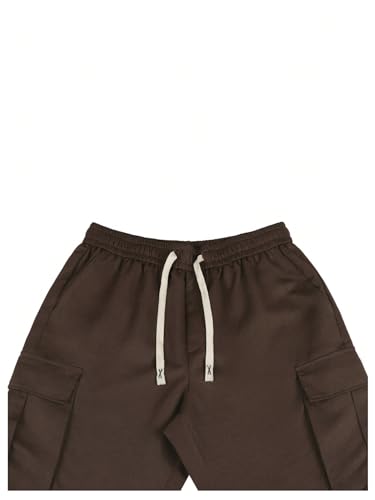 Men's Wide Leg Cargo Pants Drawstring Flap Pockets Hip Hop Baggy Track Pants Streetwear4