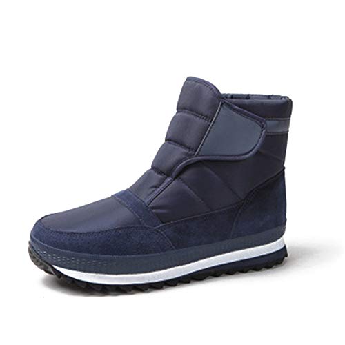 PerGrate 2019 Upgraded Version Fashion Mens Snow Boots Waterproof, Solid Color Mens Boots, Mens Snow Boots Winter Warm Waterproof Ankle Boots Hiking Casual Shoes Outdoor, Black and Blue