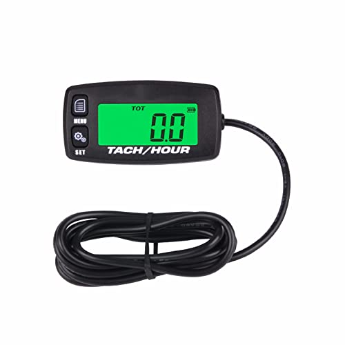HonorMeet Digital Backlight Autoalimentado Digital Tach/Mantenimiento/Medidor de horas (HM032R), RPM Gauge PowersportsTachometer, batería reemplazable, uso para motor de gas pequeño, barco, ATV Cover