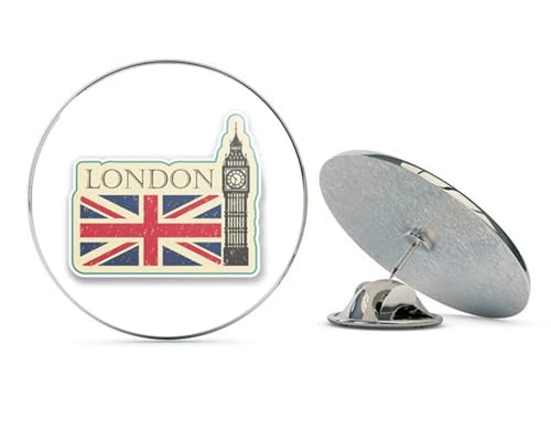 London Big Ben Round Metal 0.75" Lapel Pin Hat Shirt Pin Tie Tack Pinback2