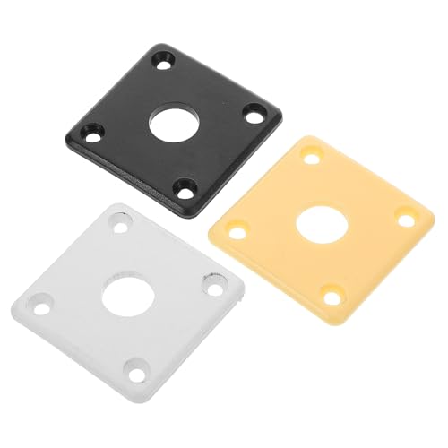 Yardwe 3個プラスチック製スクエアジャックプレート ギタージャックマウント用 取り付けプレート 白 黒 黄色 対応多のエレキギター
