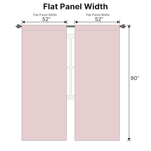 Image of H.VERSAILTEX Baby Pink Blackout Curtains for Living Room Thermal Insulated Window Treatment Panels Room Darkening Blackout Drapes Back Tab /Rod Pocket Bedroom Draperies, 52 x 90 Inch, 2 Panels