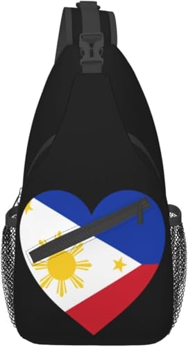 Mochila bandolera Love Philippines negra unisex miniatura 1
