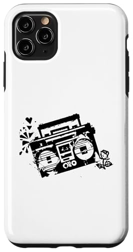 Retro 80s 90s Boom-box Vintage Cassette Player Graphic Tee �X�}�z�P�[�X iPhone 11 Pro Max �p